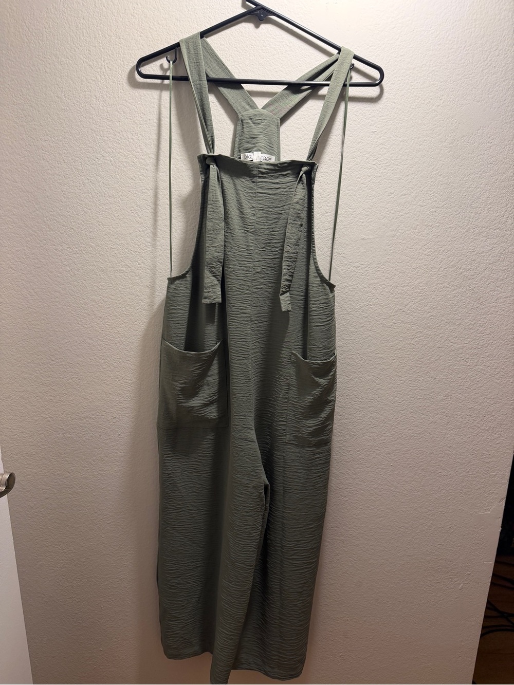 Lola and Grace Olive Green Wide-Leg Overalls - Women Jeans